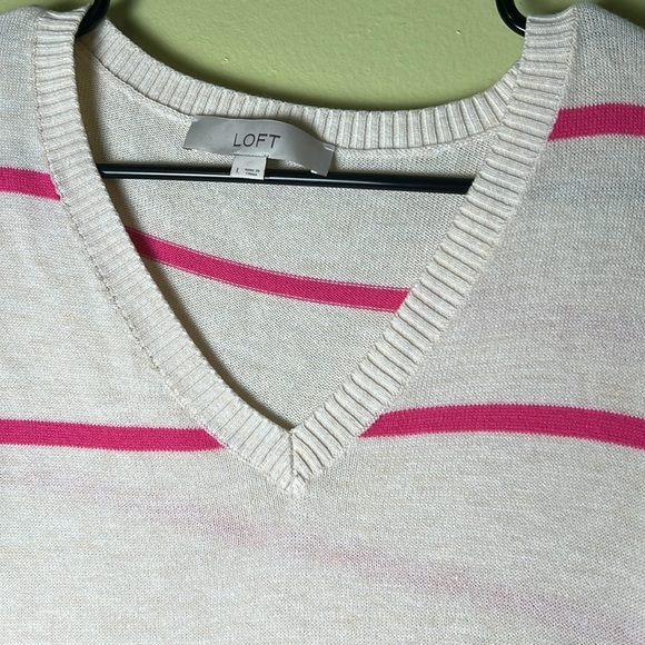 LOFT beige and Pink Striped Sweater - Picture 4 of 6